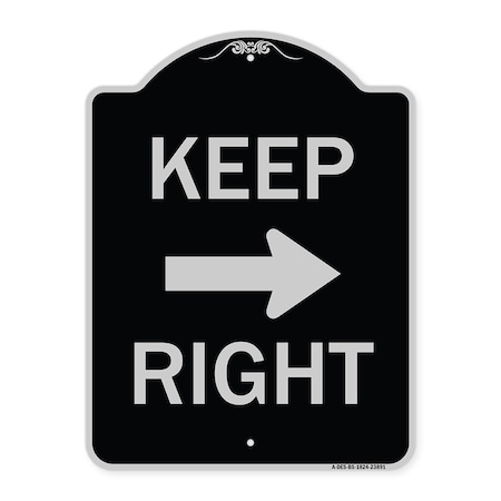 Keep Right Right Arrow Heavy-Gauge Aluminum Architectural Sign